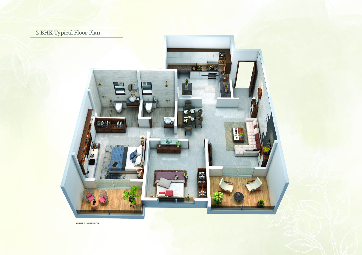 2 BHK floor plan