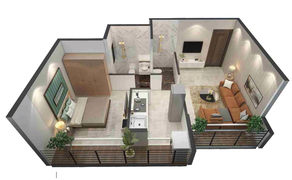 1 BHK floor plan