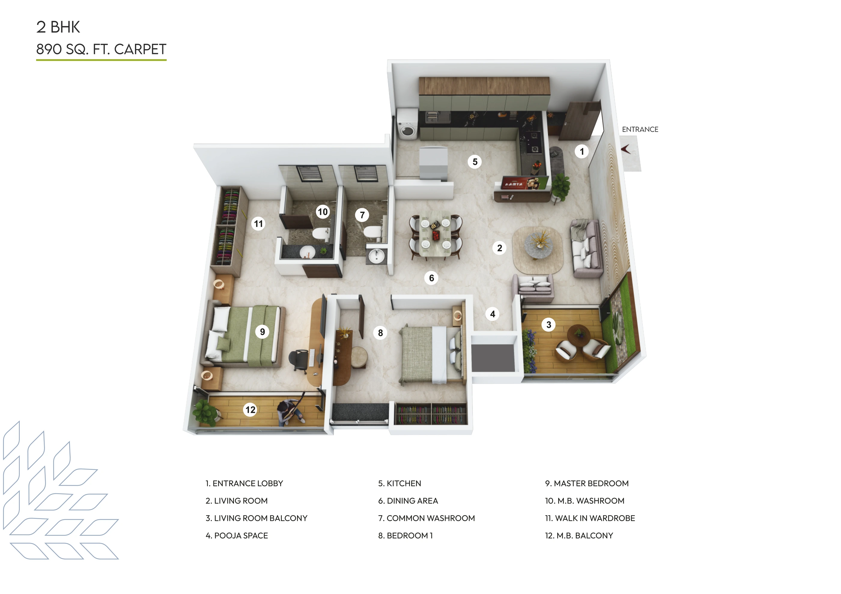 2 BHK floor plan