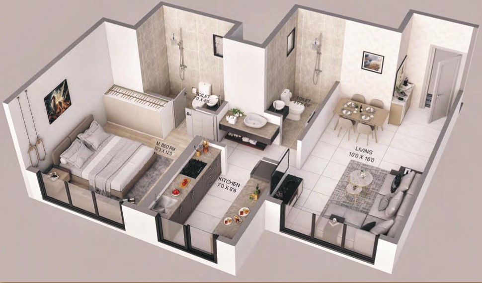 1 BHK floor plan