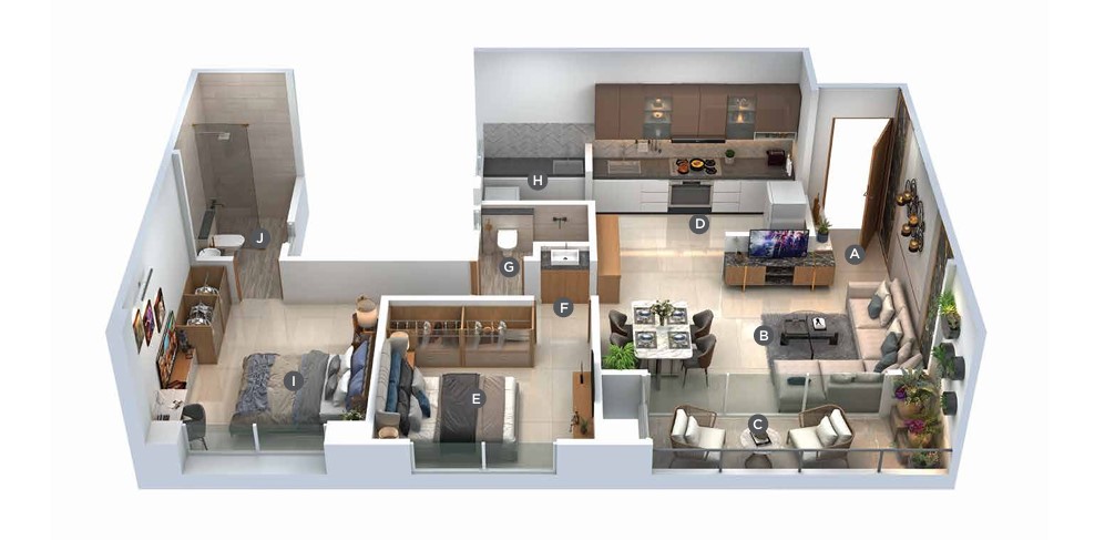 2 BHK floor plan