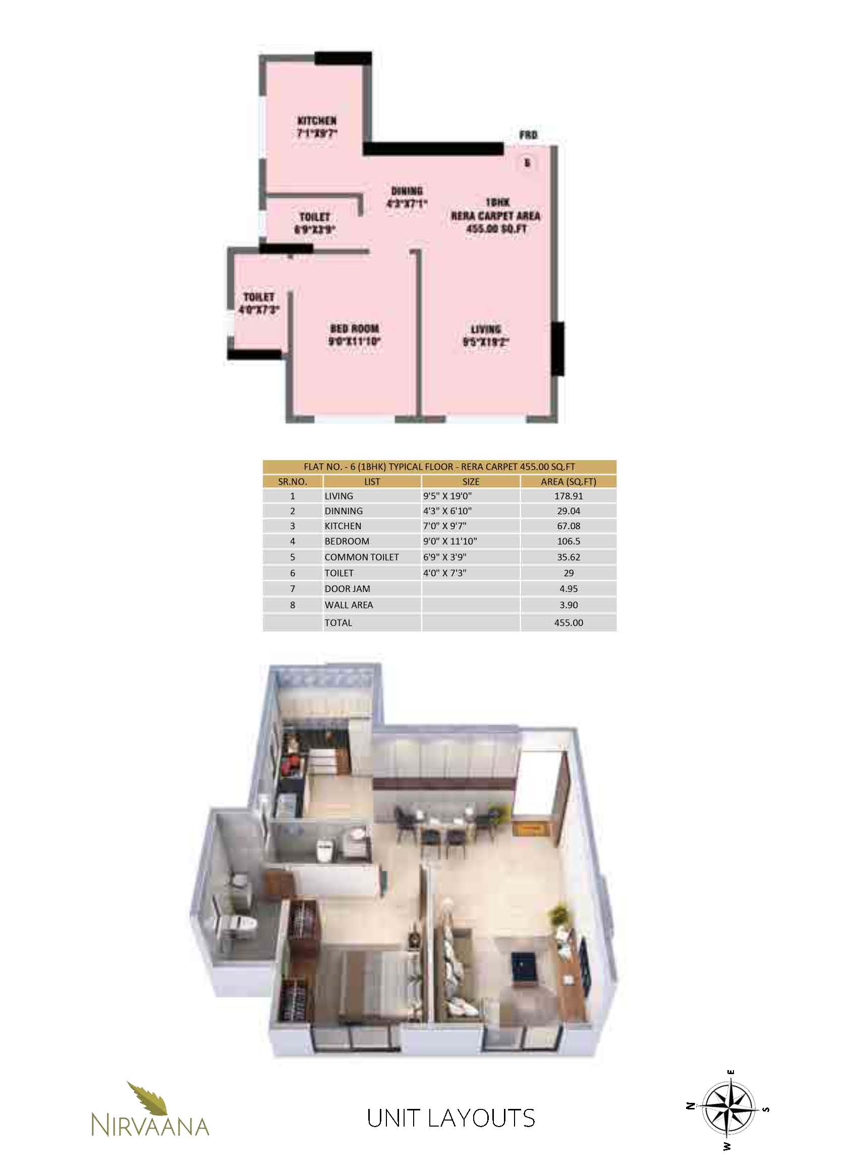 1 BHK floor plan