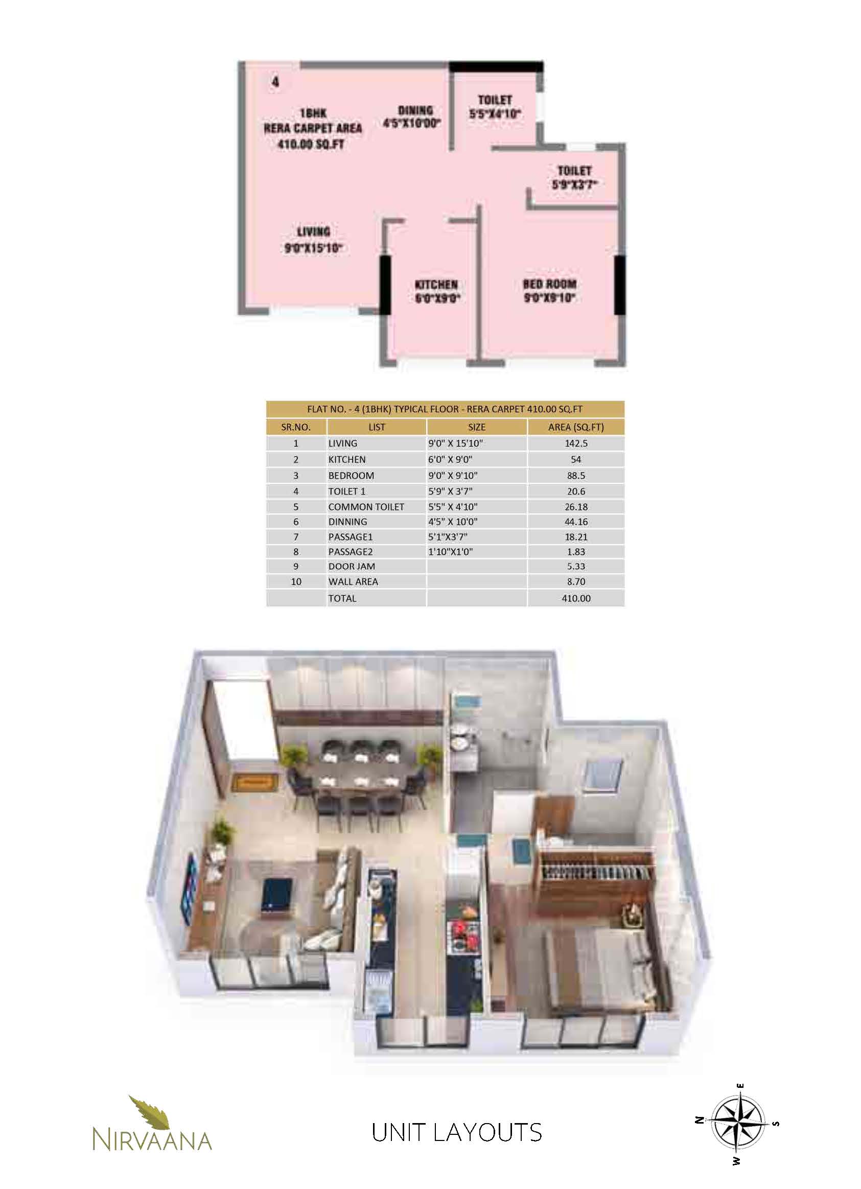 1 BHK floor plan