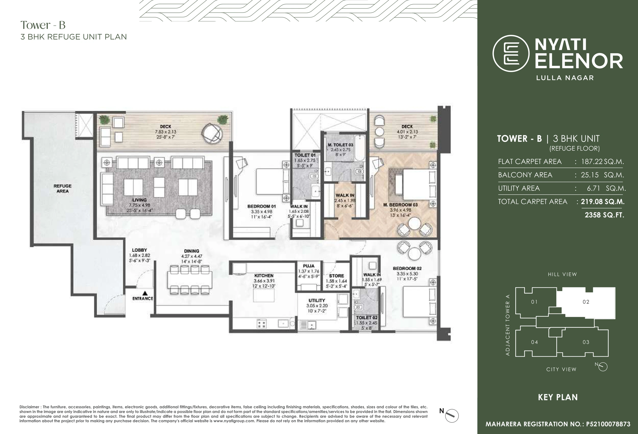 3 BHK floor plan