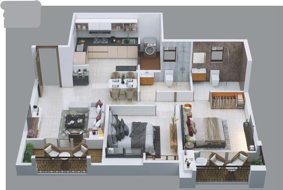 2 BHK floor plan