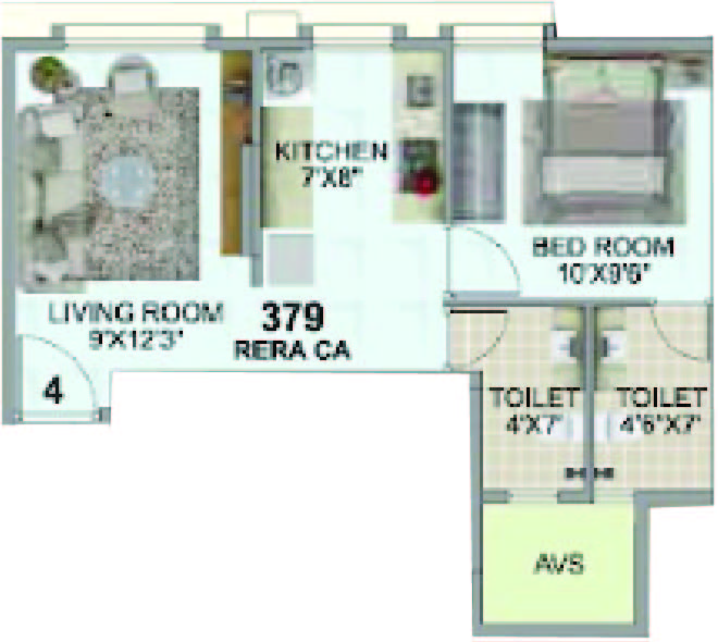 1 BHK floor plan