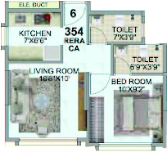 1 BHK floor plan
