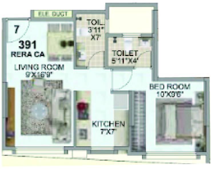 1 BHK floor plan