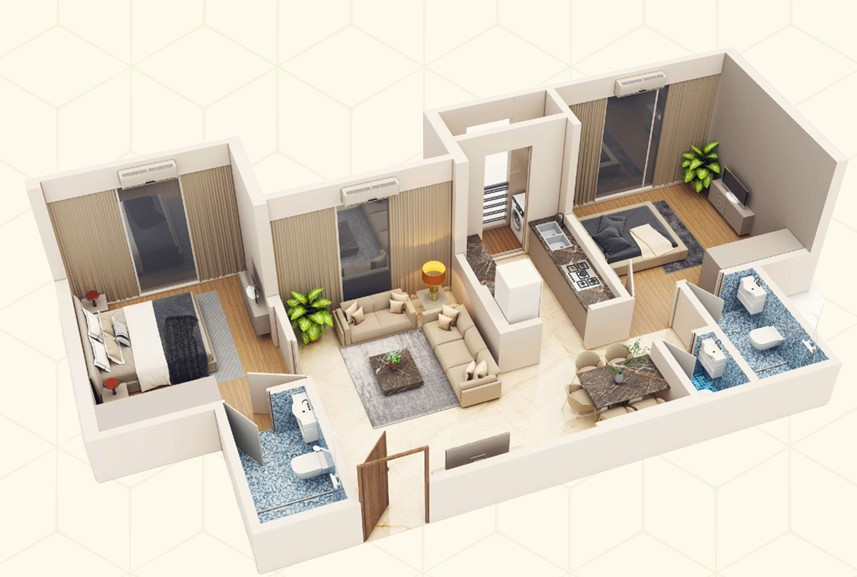 2 BHK floor plan