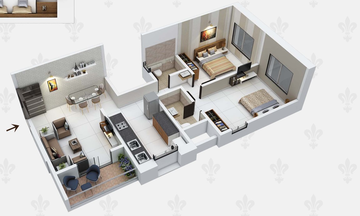 2 BHK floor plan