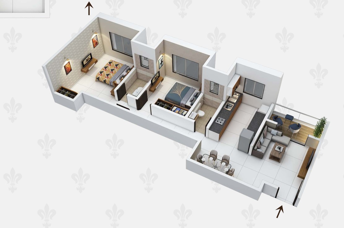 2 BHK floor plan