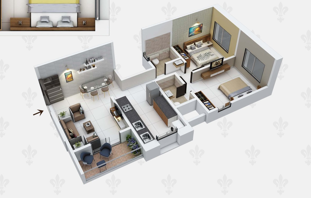 2 BHK floor plan