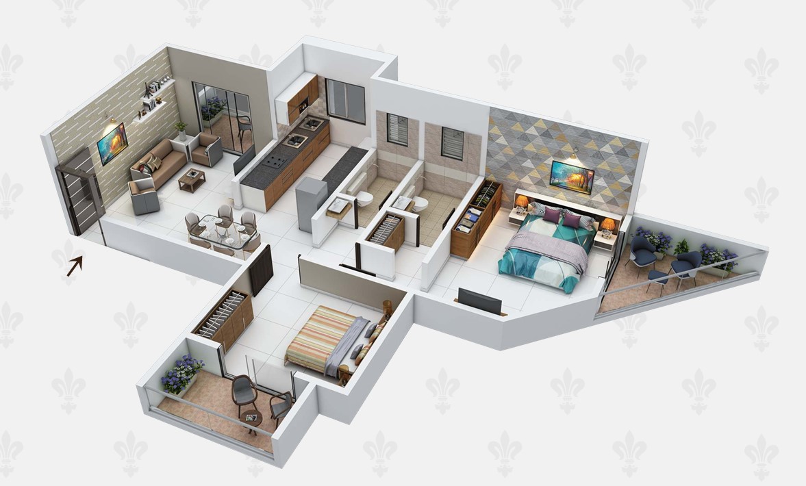 2 BHK floor plan