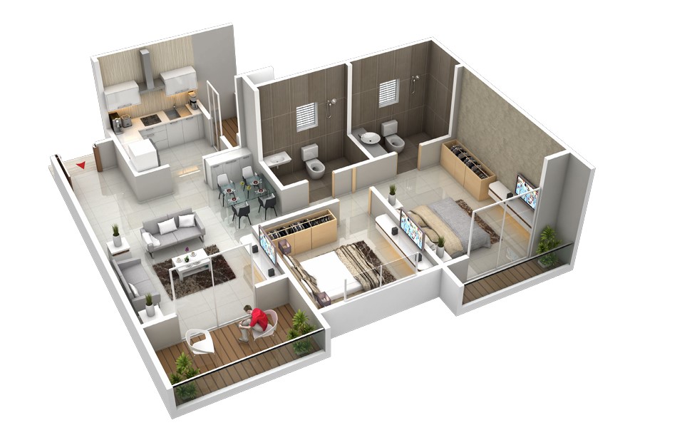 2 BHK floor plan