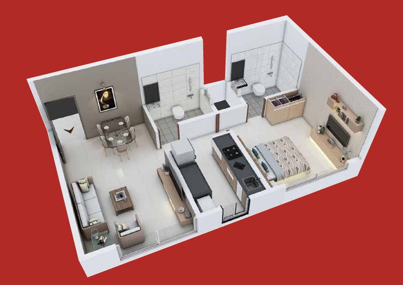 1 BHK floor plan