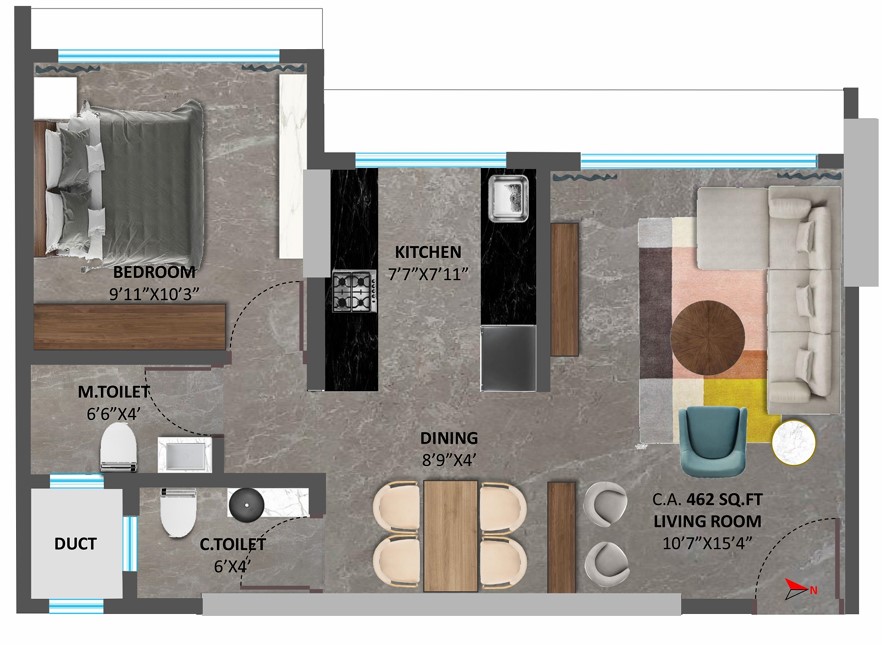 1 BHK floor plan