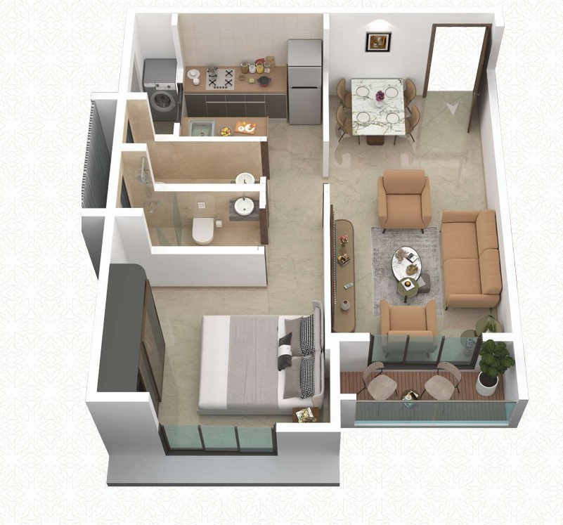1 BHK floor plan