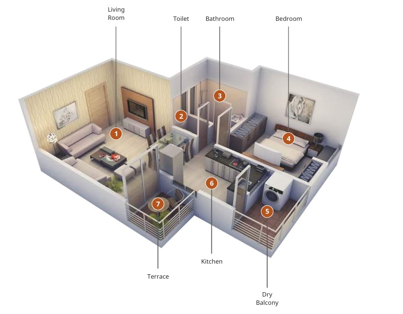 1 BHK floor plan