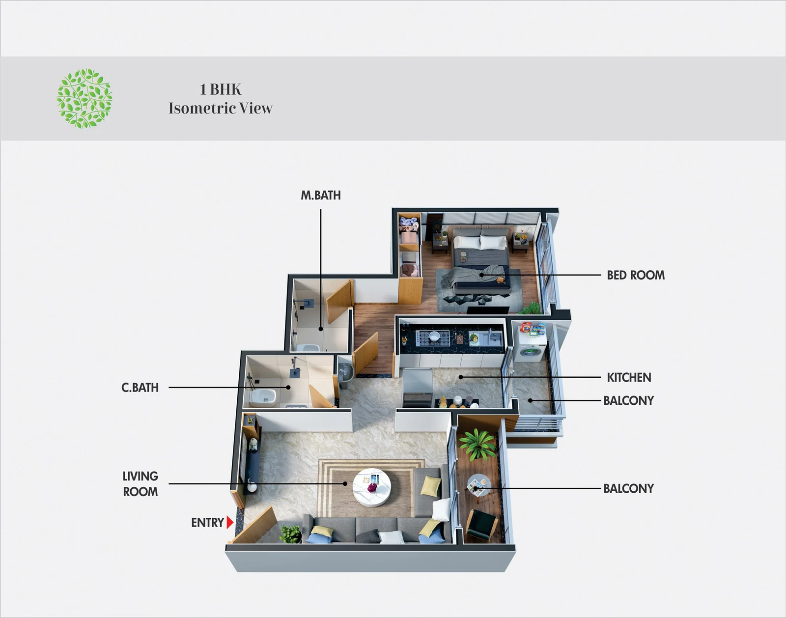 1 BHK floor plan