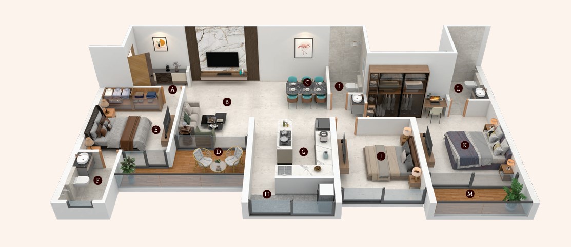 3 BHK floor plan