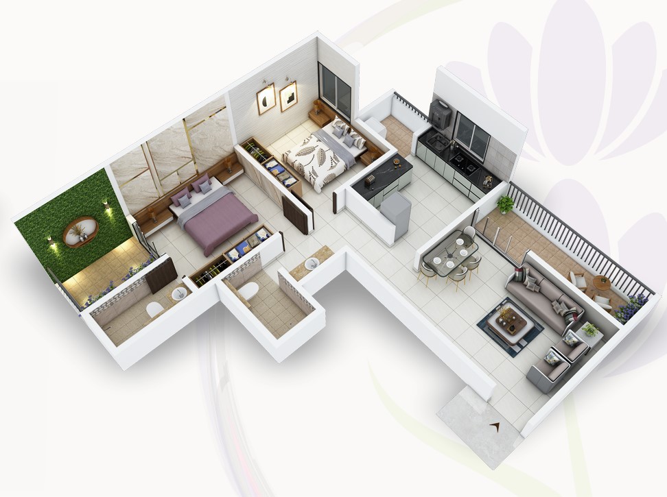 2 BHK floor plan