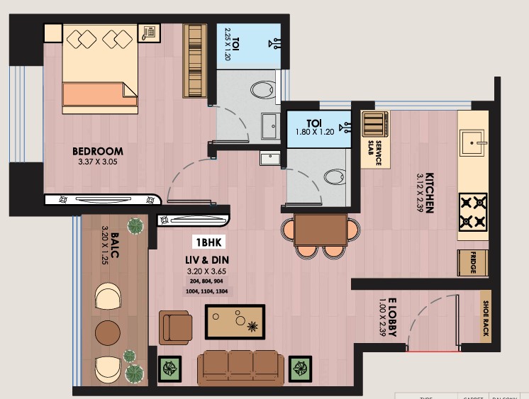 1 BHK floor plan