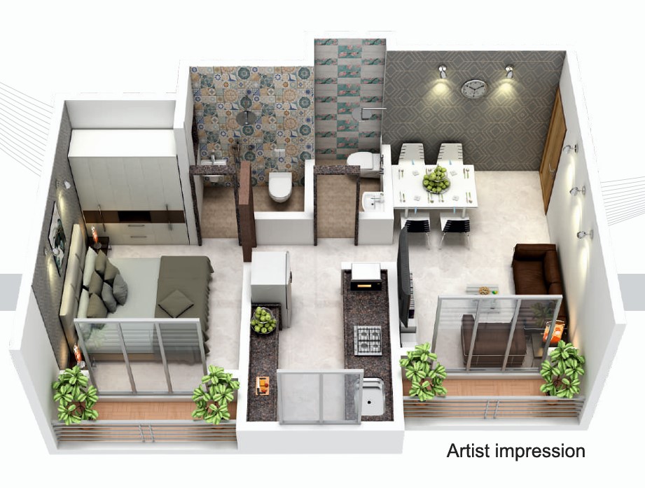 1 BHK floor plan