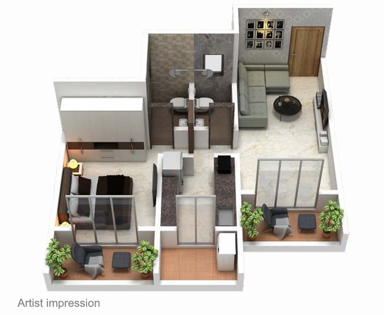 1 BHK floor plan