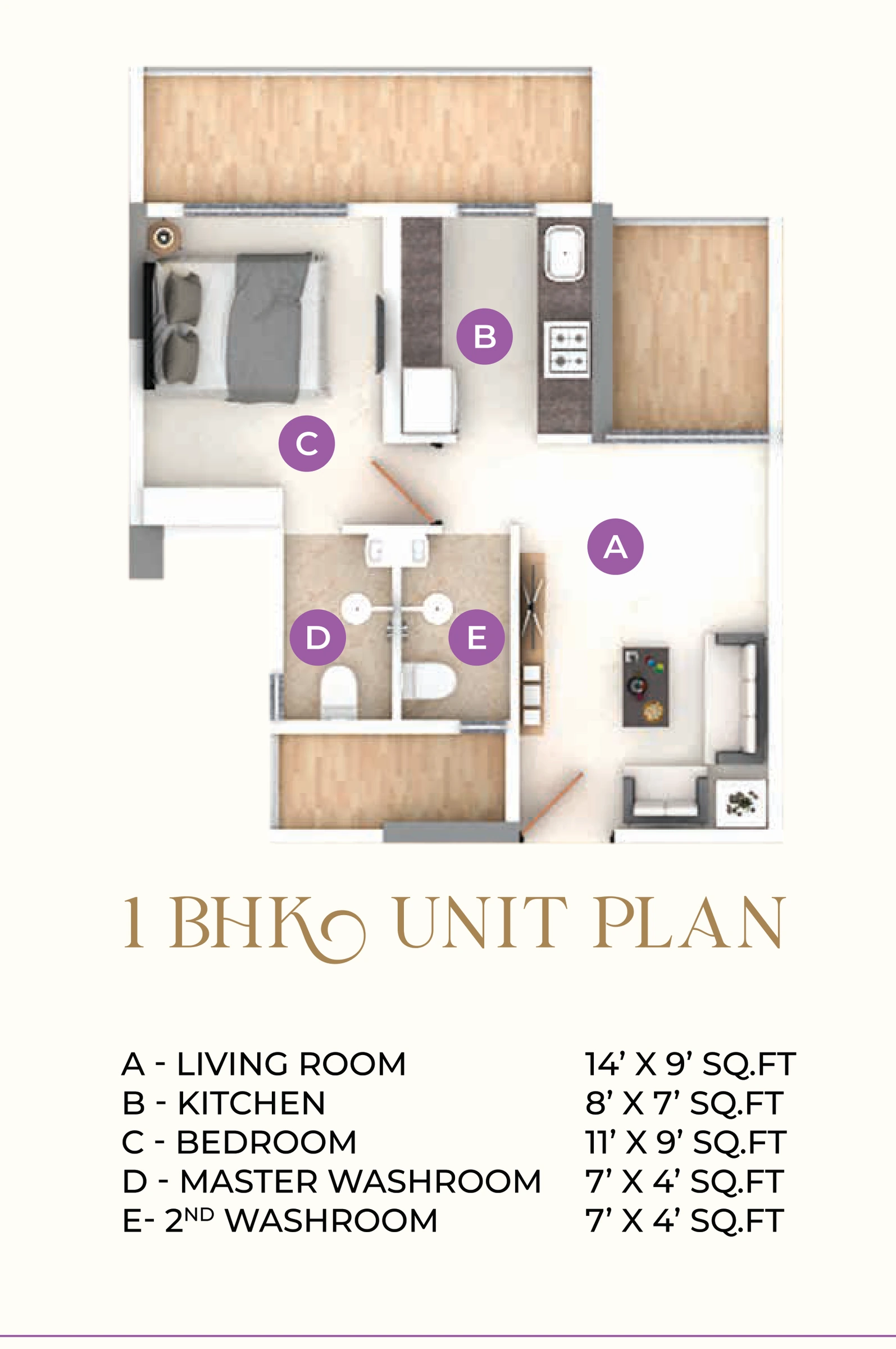 1 BHK floor plan
