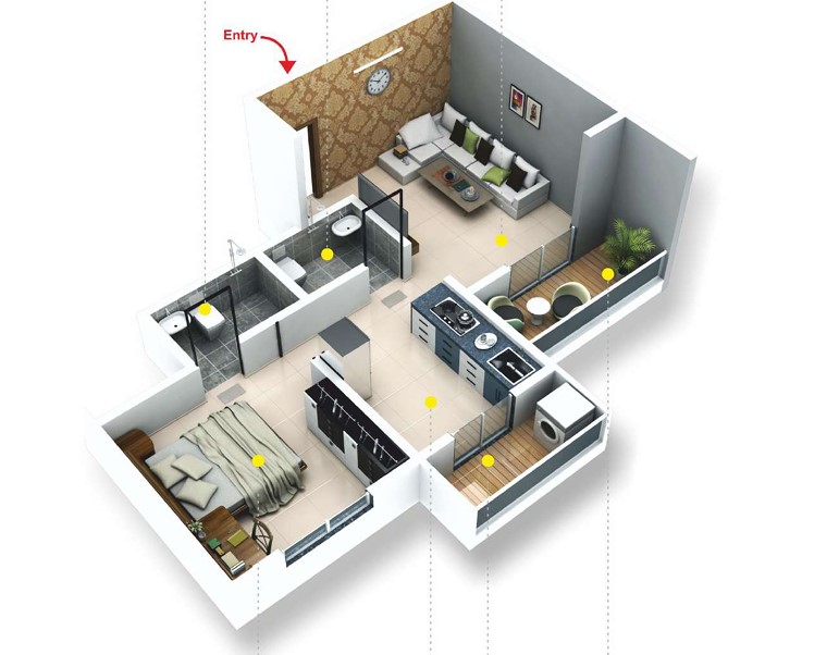 1 BHK floor plan