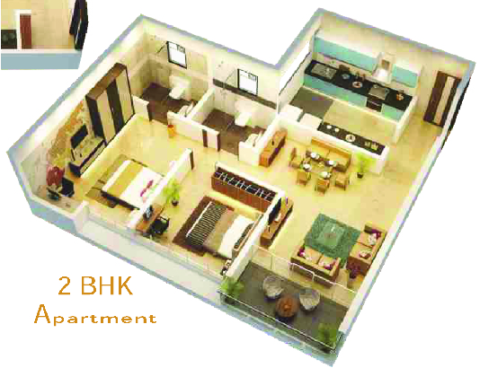2 BHK floor plan