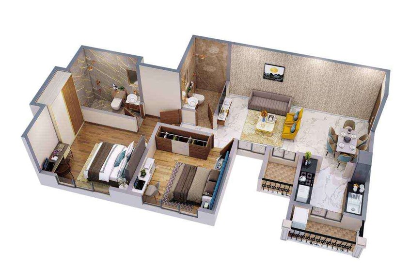 2 BHK floor plan