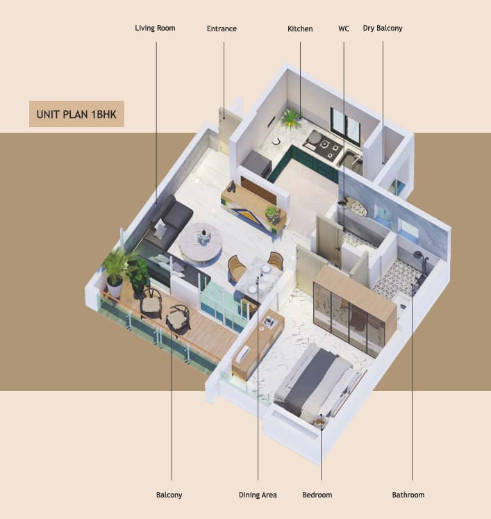 1 BHK floor plan