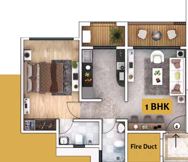 1 BHK floor plan