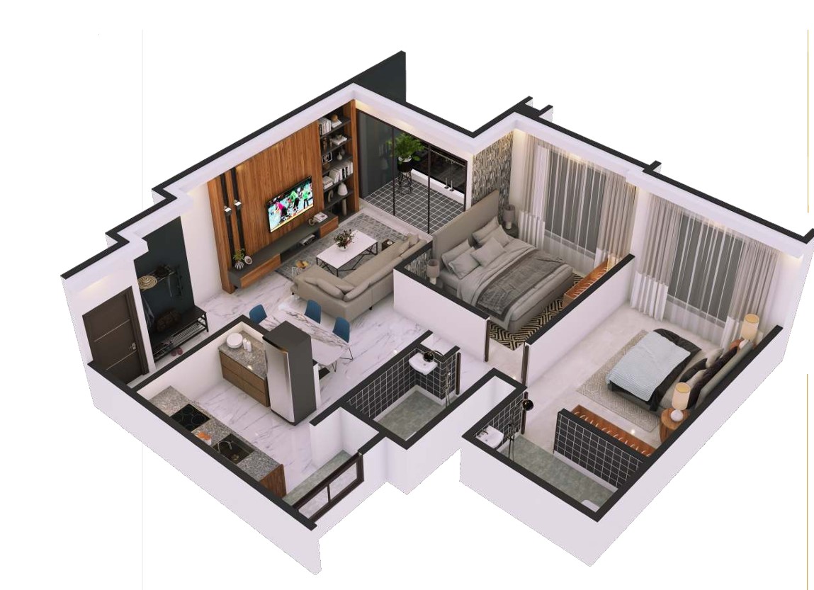 2 BHK floor plan