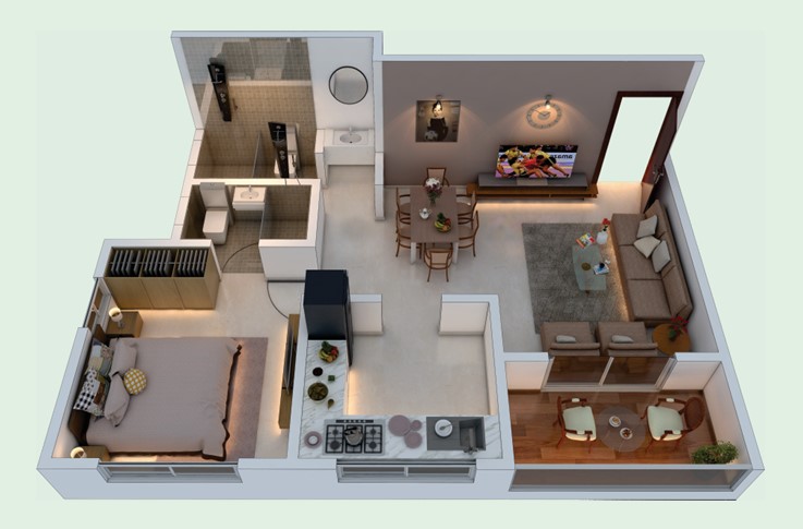 1 BHK floor plan
