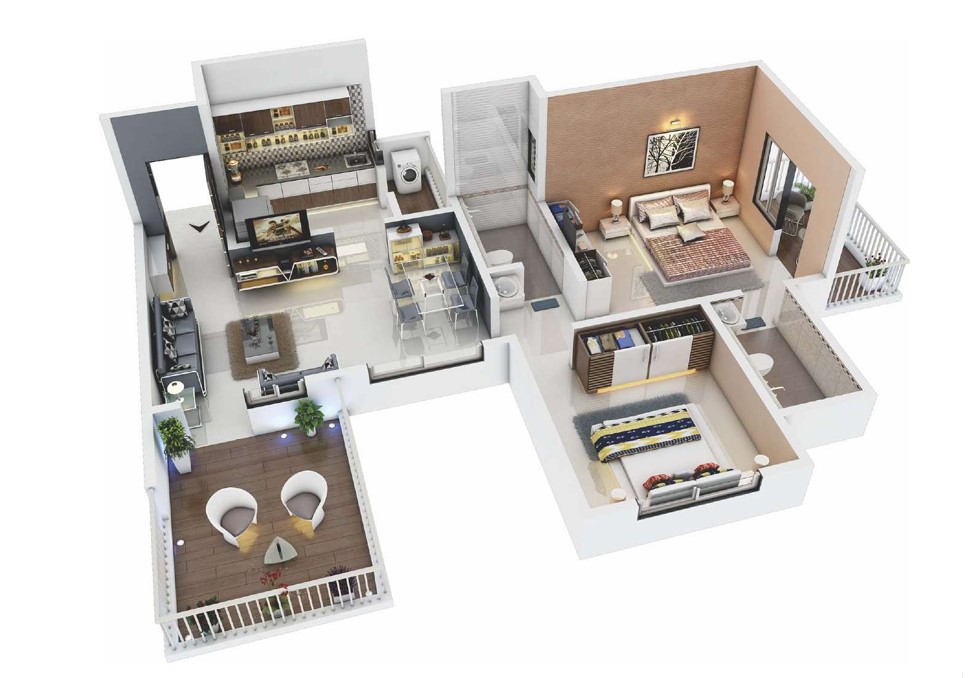 2 BHK floor plan