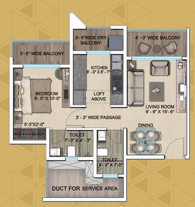 1 BHK floor plan