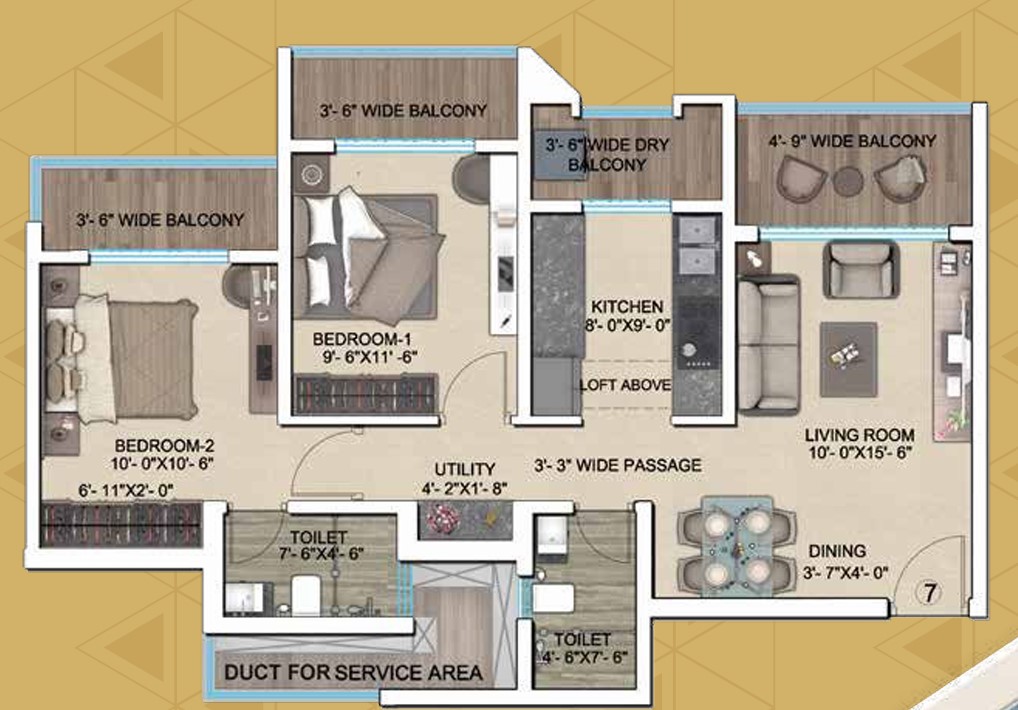 1 BHK floor plan