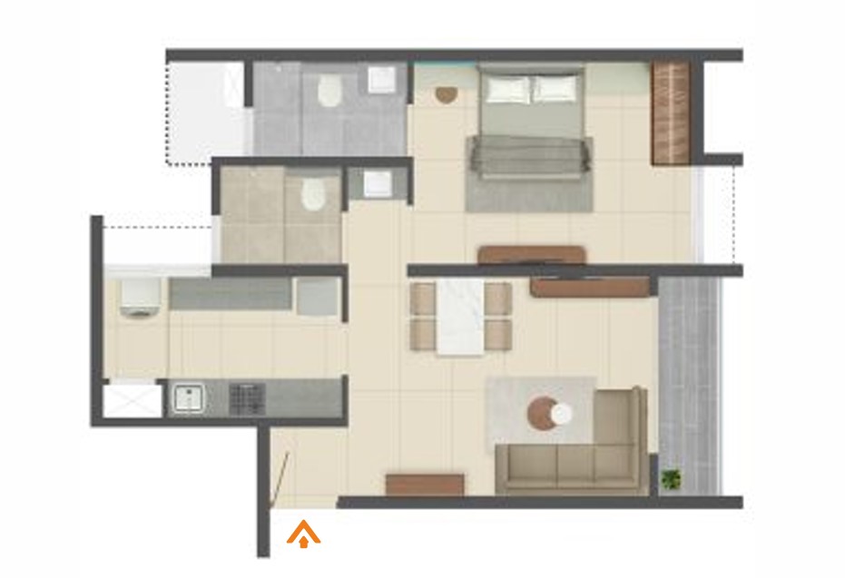 1 BHK floor plan