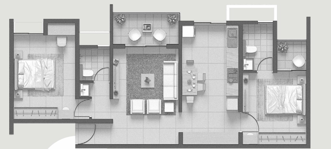2 BHK floor plan