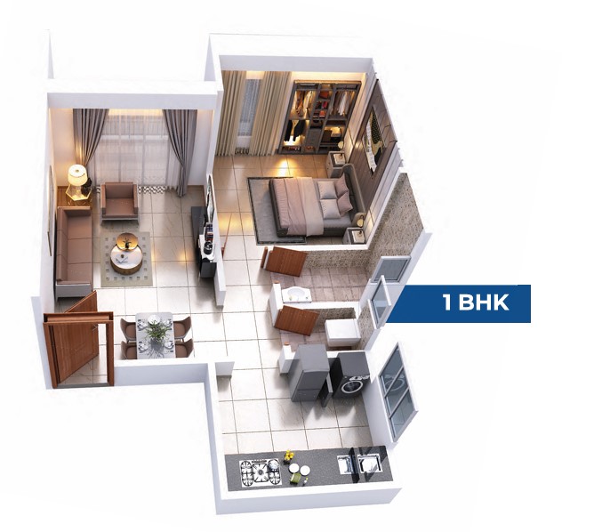 1 BHK floor plan