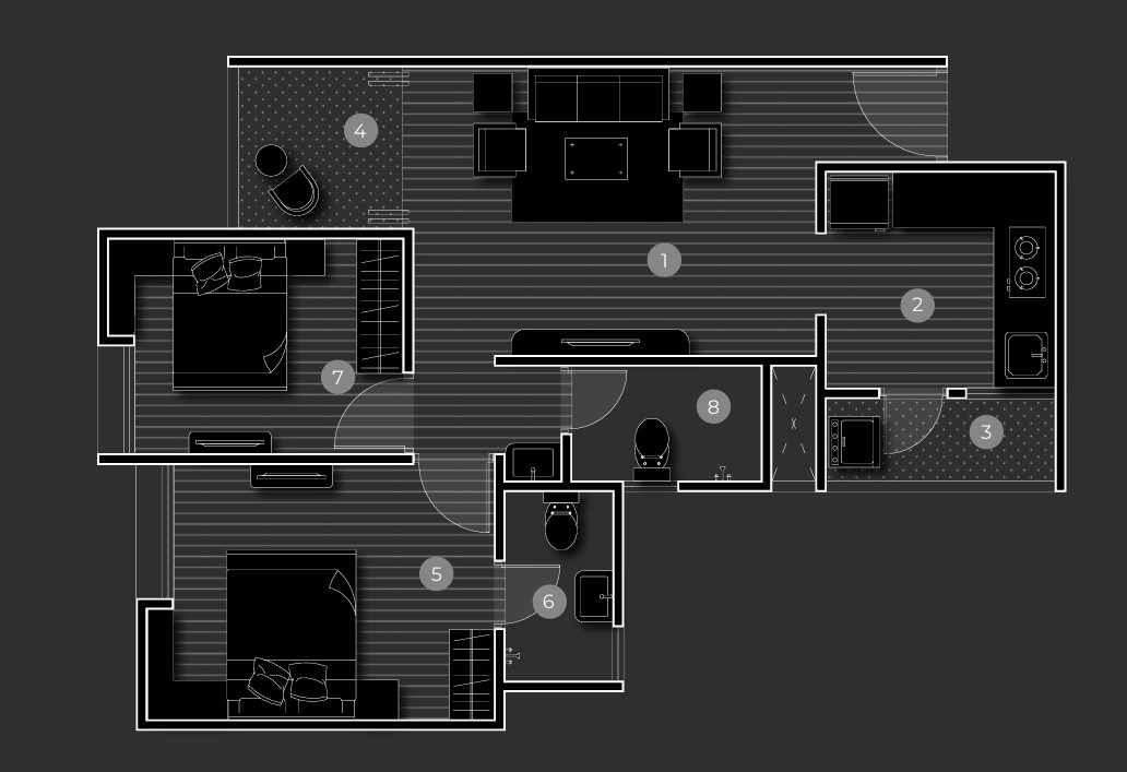 2 BHK floor plan