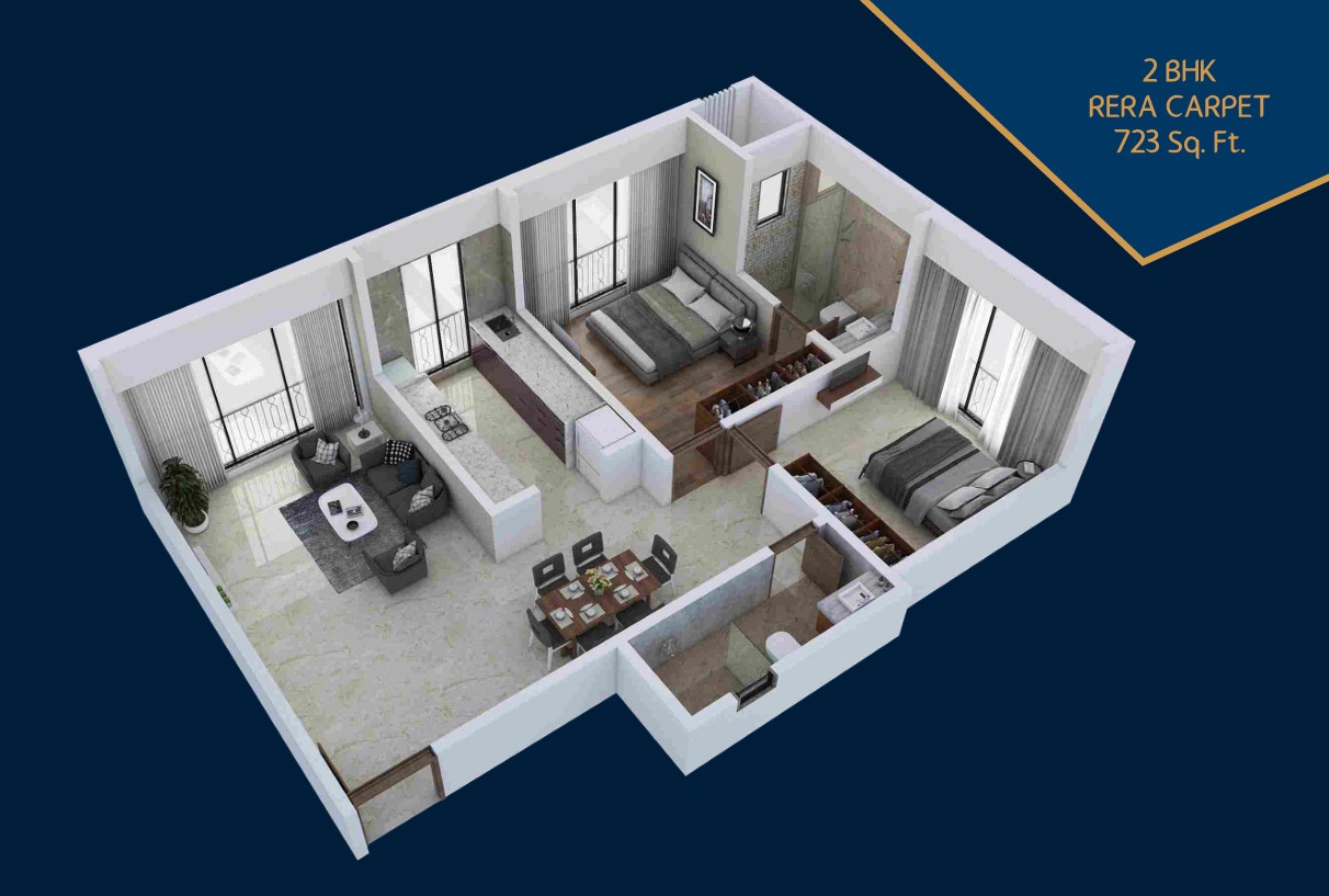2 BHK floor plan