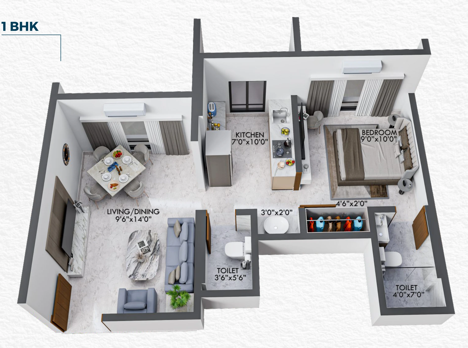 1 BHK floor plan