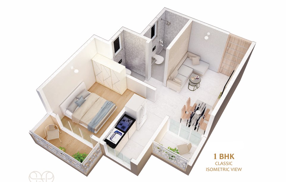 1 BHK floor plan