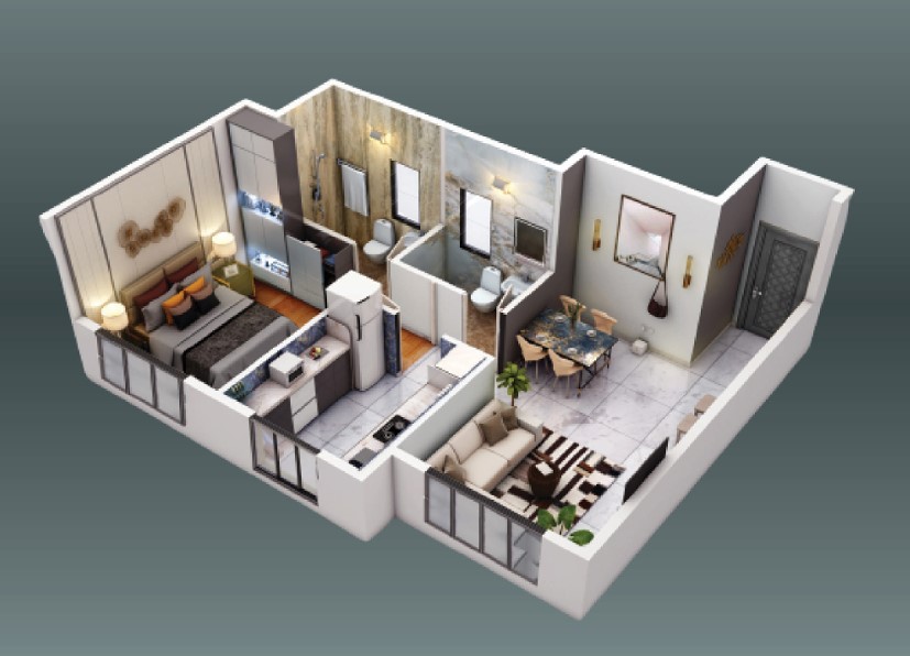 1 BHK floor plan