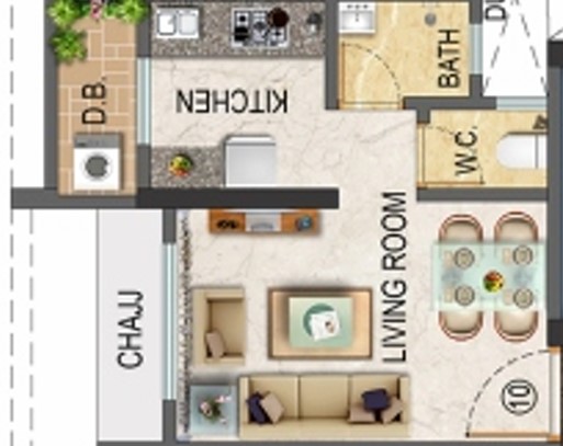 1 RK floor plan