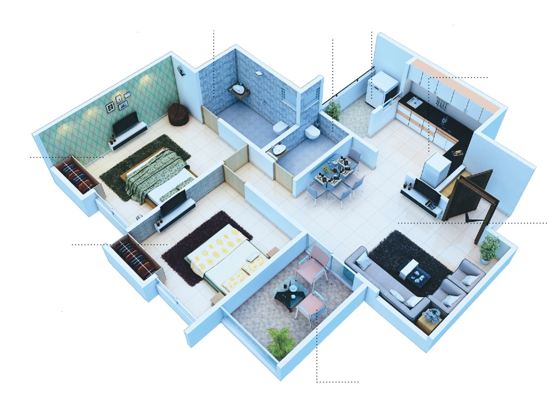 2 BHK floor plan