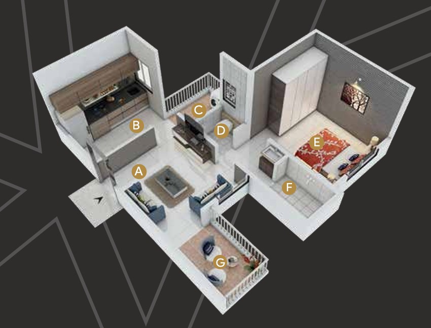 1 BHK floor plan